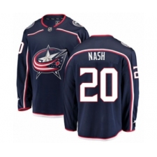 Men's Columbus Blue Jackets #20 Riley Nash Authentic Navy Blue Home Fanatics Branded Breakaway NHL Jersey