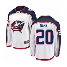 Men's Columbus Blue Jackets #20 Riley Nash Authentic White Away Fanatics Branded Breakaway NHL Jersey
