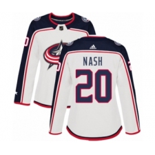 Women's Adidas Columbus Blue Jackets #20 Riley Nash Authentic White Away NHL Jersey