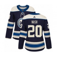 Women's Adidas Columbus Blue Jackets #20 Riley Nash Premier Navy Blue Alternate NHL Jersey