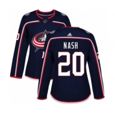 Women's Adidas Columbus Blue Jackets #20 Riley Nash Premier Navy Blue Home NHL Jersey