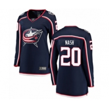 Women's Columbus Blue Jackets #20 Riley Nash Authentic Navy Blue Home Fanatics Branded Breakaway NHL Jersey