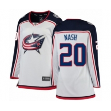 Women's Columbus Blue Jackets #20 Riley Nash Authentic White Away Fanatics Branded Breakaway NHL Jersey
