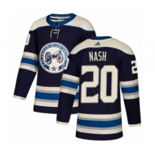 Youth Adidas Columbus Blue Jackets #20 Riley Nash Premier Navy Blue Alternate NHL Jersey