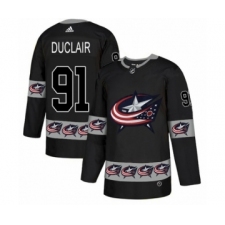 Men's Adidas Columbus Blue Jackets #91 Anthony Duclair Authentic Black Team Logo Fashion NHL Jersey