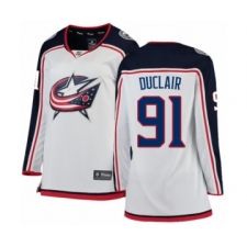 Women's Columbus Blue Jackets #91 Anthony Duclair Authentic White Away Fanatics Branded Breakaway NHL Jersey