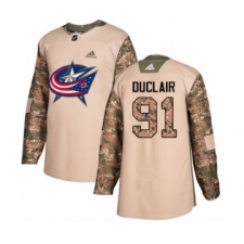 Youth Adidas Columbus Blue Jackets #91 Anthony Duclair Authentic Camo Veterans Day Practice NHL Jersey