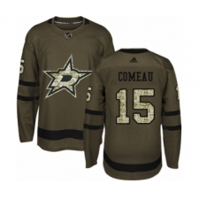 Men's Adidas Dallas Stars #15 Blake Comeau Authentic Green Salute to Service NHL Jersey
