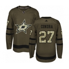 Men's Adidas Dallas Stars #27 Erik Condra Authentic Green Salute to Service NHL Jersey
