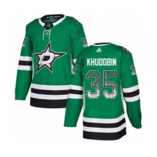 Men's Adidas Dallas Stars #35 Anton Khudobin Authentic Green Drift Fashion NHL Jersey