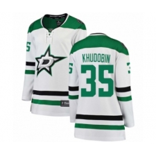 Women's Dallas Stars #35 Anton Khudobin Authentic White Away Fanatics Branded Breakaway NHL Jersey