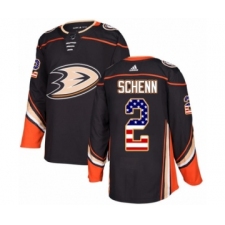 Men's Adidas Anaheim Ducks #2 Luke Schenn Authentic Black USA Flag Fashion NHL Jersey