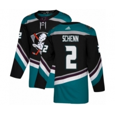 Men's Adidas Anaheim Ducks #2 Luke Schenn Premier Black Teal Alternate NHL Jersey