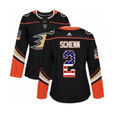 Women's Adidas Anaheim Ducks #2 Luke Schenn Authentic Black USA Flag Fashion NHL Jersey