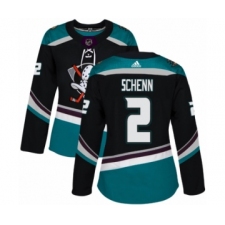 Women's Adidas Anaheim Ducks #2 Luke Schenn Premier Black Teal Alternate NHL Jersey
