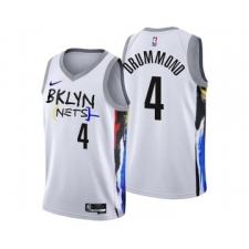 Men's Brooklyn Nets #4 Andre Drummond 2022-23 White City Edition Stitched Basketball Jersey