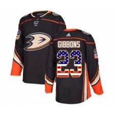 Men's Adidas Anaheim Ducks #23 Brian Gibbons Authentic Black USA Flag Fashion NHL Jersey