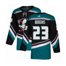 Men's Adidas Anaheim Ducks #23 Brian Gibbons Premier Black Teal Alternate NHL Jersey