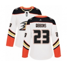 Women's Adidas Anaheim Ducks #23 Brian Gibbons Authentic White Away NHL Jersey