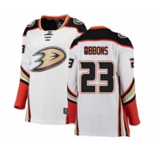 Women's Anaheim Ducks #23 Brian Gibbons Authentic White Away Fanatics Branded Breakaway NHL Jersey