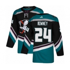 Men's Adidas Anaheim Ducks #24 Carter Rowney Premier Black Teal Alternate NHL Jersey