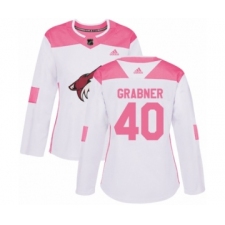 Women's Adidas Arizona Coyotes #40 Michael Grabner Authentic White  Pink Fashion NHL Jersey