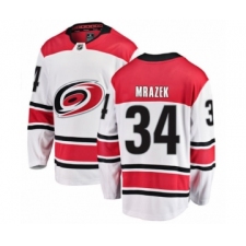 Men's Carolina Hurricanes #34 Petr Mrazek Authentic White Away Fanatics Branded Breakaway NHL Jersey