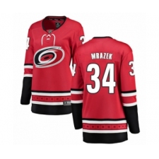 Women's Carolina Hurricanes #34 Petr Mrazek Authentic Red Home Fanatics Branded Breakaway NHL Jersey