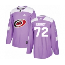 Men's Adidas Carolina Hurricanes #72 Jack Drury Authentic Purple Fights Cancer Practice NHL Jersey