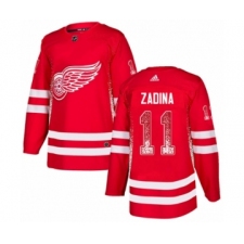 Men's Adidas Detroit Red Wings #11 Filip Zadina Authentic Red Drift Fashion NHL Jersey