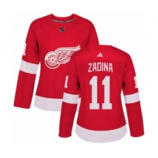 Women's Adidas Detroit Red Wings #11 Filip Zadina Premier Red Home NHL Jersey