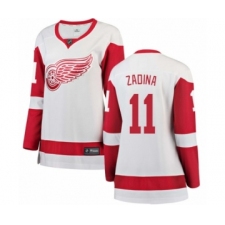 Women's Detroit Red Wings #11 Filip Zadina Authentic White Away Fanatics Branded Breakaway NHL Jersey