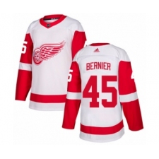 Men's Adidas Detroit Red Wings #45 Jonathan Bernier Authentic White Away NHL Jersey