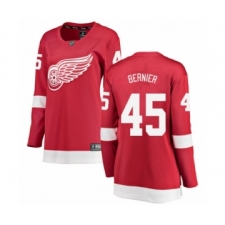 Women's Detroit Red Wings #45 Jonathan Bernier Authentic Red Home Fanatics Branded Breakaway NHL Jersey