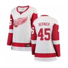 Women's Detroit Red Wings #45 Jonathan Bernier Authentic White Away Fanatics Branded Breakaway NHL Jersey