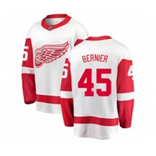 Youth Detroit Red Wings #45 Jonathan Bernier Authentic White Away Fanatics Branded Breakaway NHL Jersey
