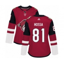 Women's Adidas Arizona Coyotes #81 Marian Hossa Premier Burgundy Red Home NHL Jersey