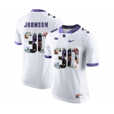 TCU Horned Frogs 30 Denzel Johnson White With Portrait Print College Football Limited Jersey