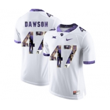 TCU Horned Frogs 47 P.J. Dawson White With Portrait Print College Football Limited Jersey