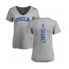 NBA Women's Nike Philadelphia 76ers #1 Landry Shamet Ash Backer T-Shirt