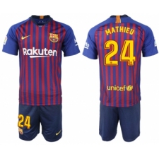 2018-19 Barcelona 24 MATHIEU Home Soccer Jersey