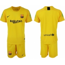 2018-19 Barcelona Yellow Goalkeeper Soccer Jersey