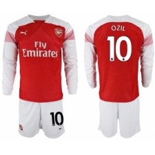 2018-19 Arsenal 10 OZIL Home Long Sleeve Soccer Jersey