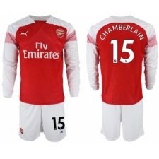 2018-19 Arsenal 15 CAHMBERLAIN Home Long Sleeve Soccer Jersey