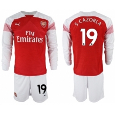 2018-19 Arsenal 19 S.CAZORLA Home Long Sleeve Soccer Jersey
