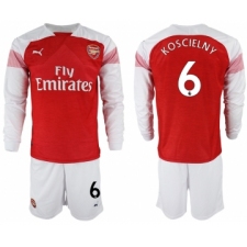 2018-19 Arsenal 6 KOSCIELNY Home Long Sleeve Soccer Jersey