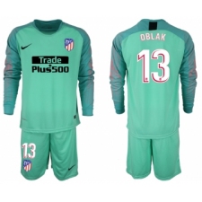 2018-19 Atletico Madrid 13 OBLAK Green Goalkeeper Long Sleeve Soccer Jersey