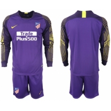 2018-19 Atletico Madrid Purple Goalkeeper Long Sleeve Soccer Jersey