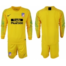 2018-19 Atletico Madrid Yellow Goalkeeper Long Sleeve Soccer Jersey