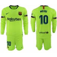 2018-19 Barcelona 10 MESSI Away Long Sleeve Soccer Jersey